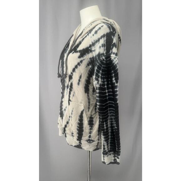 Gypsy 05 Hoodie Womens Medium Black White Tie Dye Soft Zip Sweatshirt Y2k Retro - Picture 3 of 11